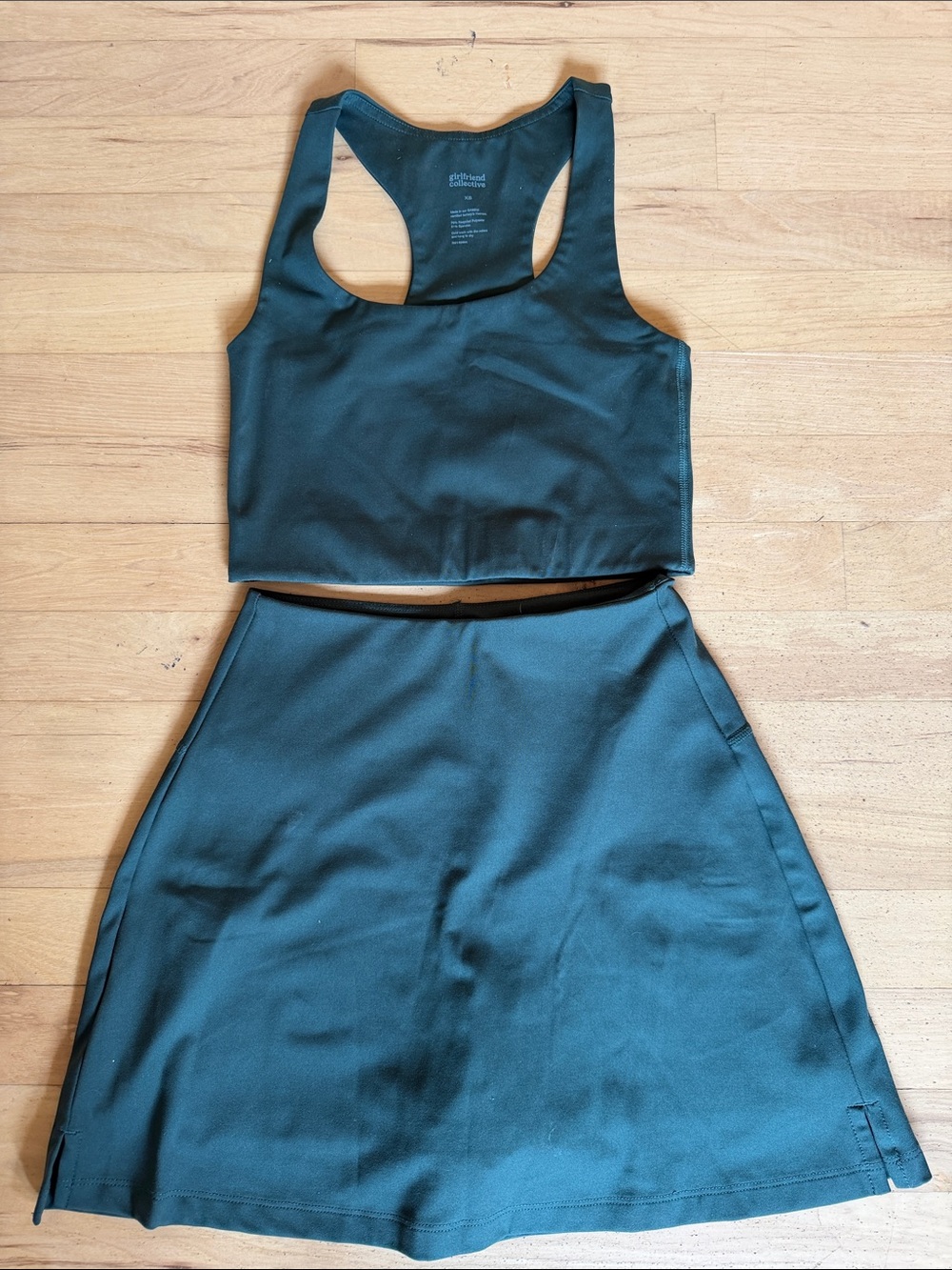girlfriend collective Dark Teal A-Line Skirt